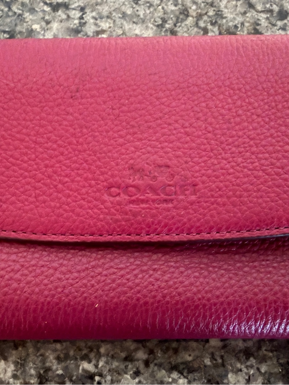 Coach Pebbled Leather Slim Envelope Wallet Berry Pink ID Zip Pocket Gold